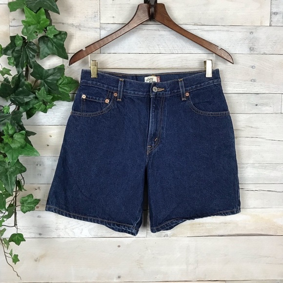 Vintage Levis 550 Relaxed Fit Dark Mom Jean Shorts Size 10 - Picture 1 of 7
